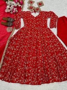 ชุดส่าหรีอินเดียปากีสถานแบบดั้งเดิมสำหรับผู้หญิง ดีไซน์หรูหราสไตล์อานาร์กาลี ชุดเดรสสำหรับงานปาร์ตี้สำเร็จรูปสำหรับผู้หญิงอินเดีย - Product Image 3