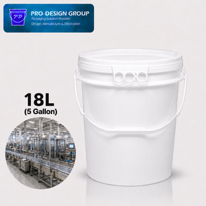 18L Plastic <b>Bucket</b> <b>with</b> Flat <b>Lid</b> for General Packaging, ISO 9001 Manufacturer - Product Image 1