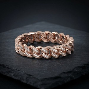 Anillo Cubano Aniva de Oro Rosa de 14K con Diamante Cultivado en Laboratorio, Corte Brillante Redondo, Joyería de Lujo para Mujer para Uso Diario - Product Image 1