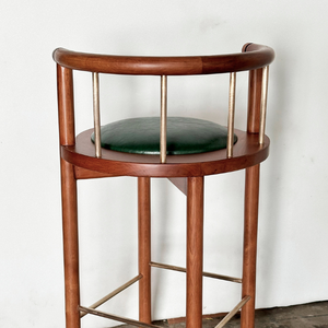 Taburete de Bar Moderno de Madera Maciza Ecológica, Resistente al Agua, con Asiento Verde, Diseño de Mediados de Siglo, para Hogar, Comedor, Escuela, Taller - Product Image 5
