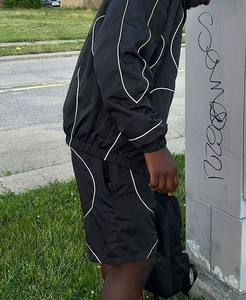 Ensemble de survêtement décontracté pour homme, grande taille, coupe ample, en nylon, style streetwear, vintage, coupe-vent, personnalisable, 2 pièces, pour le jogging - Product Image 2