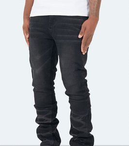 Pantalones Vaqueros Acampanados Personalizados al por Mayor, Estilo Urbano, Lisos, Holgados, Desgastados, Vintage, con Ondas, para Hombre, Talla OEM - Product Image 2