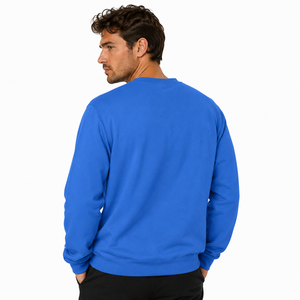 Sweat-shirt unisexe bleu royal à col rond en molleton premium avec poignets côtelés, logo personnalisé, marque privée, streetwear décontracté, fabricant OEM - Product Image 2