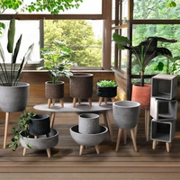 Maison et jardin lumière béton grand carré en fibre de verre pots de fleurs ciment planteur pot jardin paysage