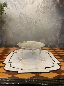 Support à gâteau en argent, plateau à étages fait main, assiette à fruits rustique dorée - Product Image 6