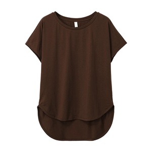 T-shirt à manches courtes en tricot uni à col rond pour homme, style décontracté, couleur marron - Product Image 1