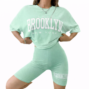 Conjunto de Verano Informal para Mujer, Camiseta y Pantalones Cortos Sólidos por Encima de la Rodilla, Ligero, Transpirable, de Dos Piezas, Estilo Relajado para el Día a Día - Product Image 5