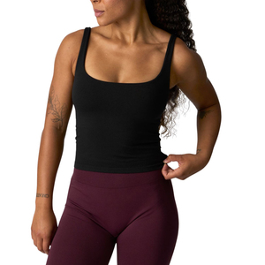 Custom Women Fitness Tank Top Wholesale OEM ODM Yoga Sleeveless Crop Top <b>Stretch</b> Gym Activewear Manufacturer - Product Image 4