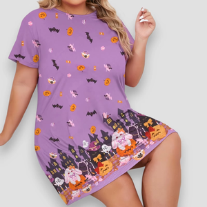 Pijamas de talla grande para mujer, conjunto de 2 piezas de manga corta para estar en casa, ropa de dormir de verano para mujeres con curvas. - Product Image 3