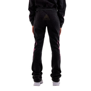 2026 Custom 350GSM Heavyweight French Terry Distressed Patch Rhinestone Streetwear Sweatpants <b>Stacked</b> Sweatpants For Girls - Product Image 3