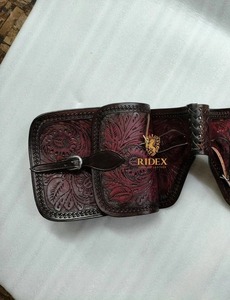Premium Quality <b>Leather</b> Western Full Floral <b>Tooled</b> & Attractive Look Saddle Bag For Horse Available At Competitive Price - Product Image 5