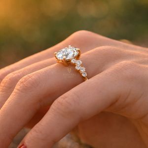 Bague de fiançailles en or massif 14K 18K certifiée IGI, diamant de laboratoire ovale et rond de 2,00 carats, bijoux de promesse de mariage pour femme - Product Image 3