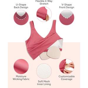 Soutiens-gorge de sport pour femmes PURE CHAMP, lot de 2, soutien moyen, débardeurs courts, camisoles, doux, entraînement, rembourrage amovible, motif imprimé - Product Image 4