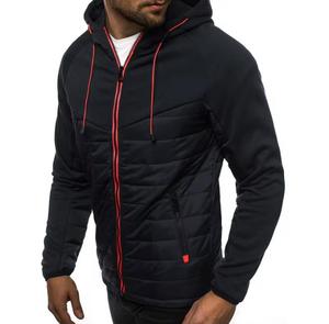 Chaqueta Acolchada con Capucha para Hombre, Color Sólido, Cierre de Cremallera, Resistente al Viento, Informal, para Invierno, Corte Regular - Product Image 4