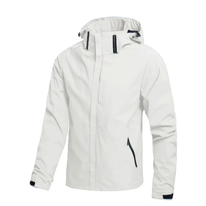 Custom Logo <b>Mens</b> Waterproof Hooded Hard Shell <b>Jacket</b> Solid Color Zip Up Outdoor Rainwear Casual Regular Fit <b>Track</b> Outerwear - Product Image 3