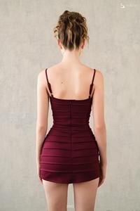 เดรสสั้นผู้หญิงขายส่ง - เดรสทรงเข้ารูปแบบไร้สายรัด ET3561 - Product Image 6
