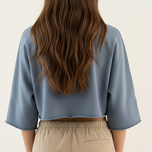 Wholesale Affordable Price Casual WearLong Sleeve Crop Top Fit T-Shirt For Women Lightweight Breathable Solid Color Tee Shirt - Product Image 6