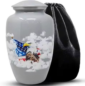 Urna Funeraria de Metal Negra con Diseño de Rosa Roja Real, Contenedor de Almacenamiento para Funerales, Urna Clásica de Aluminio con Flores y Bolsa de Terciopelo - Product Image 3
