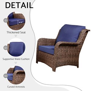 Set di Mobili da Esterno in Rattan a 3 Posti con 2 Sedie Singole e 2 Pouf per Conversazione su Prato o Balcone - Product Image 3