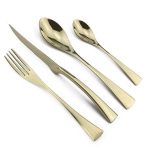Ensemble de couverts en acier inoxydable poli miroir, argent et or, 3 pièces (cuillère, fourchette, couteau) pour mariage, dîner, usage alimentaire. - Product Image 4