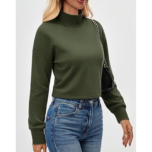 เสื้อโอเวอร์ไซส์ทรงหลวมสำหรับผู้หญิง ผ้าโพลีเอสเตอร์/คอตตอนเทอร์รี่ คอเต่า ปักโลโก้ตามสั่ง งานพิมพ์ลายเรียบๆ สวมใส่สบายๆ สไตล์ลำลอง - Product Image 4