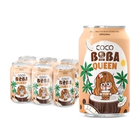 Thé au lait végétalien tendance chaude-Coco BOBA Queen Thé au lait 330ML Peut Végétarien Bubble Tea Boissons Sucre Brun, Taro, Saveur Matcha