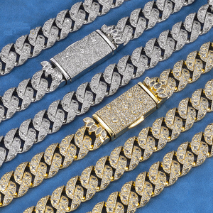 Iced Cuban Link Moissanite <b>Chain</b> Hidden Box Clasp Mixed Cut White Yellow Gold Jewellery - Product Image 6
