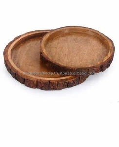 ถาดเสิร์ฟไม้มะม่วง Evergreen Elegance พร้อมหูจับ จานอาหารค่ำทรงกลมไม้ Acacia ถาดรองจานไม้ งานฝีมือไม้คุณภาพพรีเมียม - Product Image 2