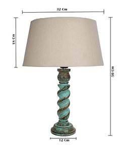 Lampe sur pied décorative rustique en lin turquoise beige avec abat-jour tambour pour chambre à coucher, salon, usage intérieur et cadeau de pendaison de crémaillère - Product Image 4