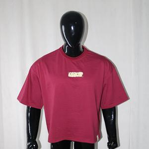 Men's <b>Maroon</b> Short Sleeve T-Shirt With Gold Letter Print O-Neck Casual Style 100% Cotton Jersey Regular Fit FINER THREADS - Product Image 1