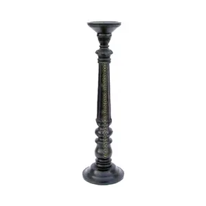 Bougeoir en bois grand et mince, support en bois de couleur noire pour la maison, pièce maîtresse de Table d'hôtel - Product Image 1