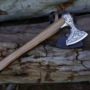 Hache de camping artisanale en acier au carbone LEGACY BLADES, manche en bois, outil de découpe industriel, fournisseur de marques privées - Product Image 1