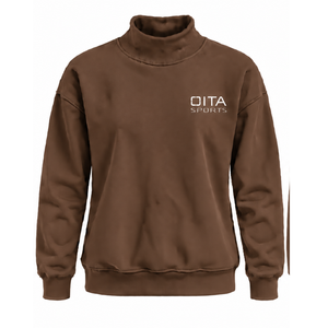 Sweat-shirt à col montant pour femme, marron châtain, à manches longues, coupe ample, en polaire, col haut, décontracté, streetwear, mode hiver - Product Image 1