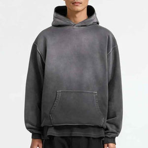 Sweats à capuche délavés pour hommes, style rétro années 90, coupe oversize, épaules tombantes, essentiels streetwear, sweats à capuche délavés effet minéral, vente en gros pour hommes - Product Image 3