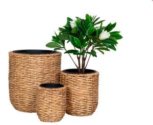 Eco Friendly Biodegradable Set 3 Water Hyacinth Planter Pots Waterproof <b>Liner</b> Rustic Vintage Style Best Selling Home Garden - Product Image 2