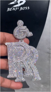 Collier personnalisé Hip Hop en argent 925 avec pendentif lettre Double R serti de diamants VVS Moissanite, style Iced Out - Product Image 4