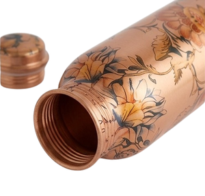 Bouteille d'eau en cuivre imprimée émail motif floral, bouteille isotherme en cuivre pour eau bouillante, bouteille d'eau potable, ustensile de cuisine - Product Image 4