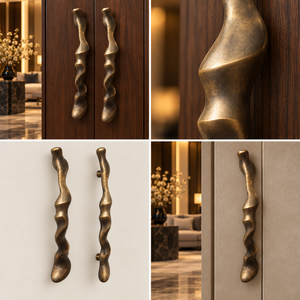 Tirador de Puerta Contorneado con Acabado Bronce Antiguo, Manija Larga Texturizada para Gabinetes, Herraje Decorativo para Muebles de Interiores de Lujo - Product Image 6
