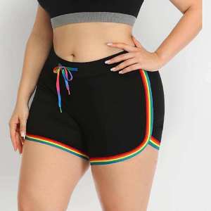 Shorts pour femmes en coton et lin, couleur unie, boutons, taille élastique, coupe droite, mode, avec poches, taille mi-haute - Product Image 1