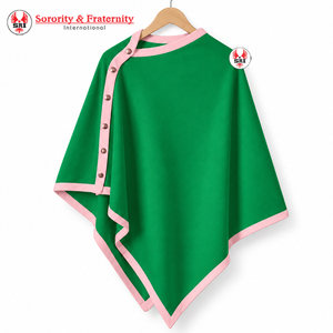 Capa tipo chal verde y rosa para mujer de Alpha Kappa Sorority, suéter casual a rayas con frente abierto, capa tipo chal para uso diario, cuadrada - Product Image 5