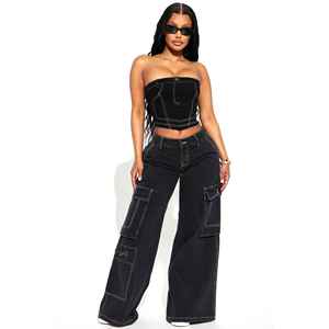 Tops de Mezclilla para Mujer, Personalizables, de Alta Calidad, Ropa Urbana, Crea Tu Propio Diseño Según Tus Necesidades, Tops de Mezclilla Modernos para Mujer - Product Image 4