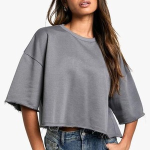 Camiseta Corta de Verano para Mujer al por Mayor, de Alta Calidad, de Algodón/Poliéster, con Logotipo Personalizado Bordado - Product Image 1