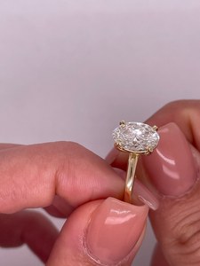 East West 1.51CT Oval Cut Diamond Solitaire Ring <b>For</b> Women's Lab Grown 9K Solid Gold Fine Jewelry Engagement Proposal <b>Gift</b> <b>Her</b> - Product Image 4