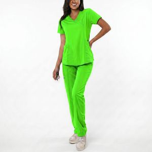 Tenues chirurgicales unisexes à manches courtes en tissu pur violet personnalisé (Spandex/Polyester) pour médecins et infirmières d'hôpital - Product Image 1