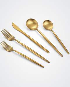 Juego de Cubiertos de Lujo Comercial con Mango Dorado y Negro, Vajilla para Restaurante - Product Image 3