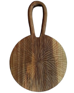 Tabla de cortar redonda de madera hecha a mano con tallado radial, Decoración de cocina ecológica elegante, bandeja de servicio rústica - Product Image 1
