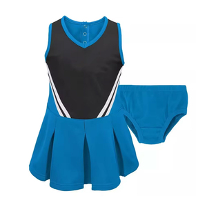 Uniforme de cheerleading OEM de qualité supérieure, style jupe bicolore bleu, noir et blanc, pour enfants, en stock, vêtements d'entraînement - Product Image 1