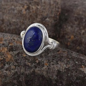 925 Sterling Silver Bohemian <b>Lapis</b> <b>Lazuli</b> <b>Ring</b> Handmade Natural Blue Gemstone Stackable Fine Jewelry Wholesale - Product Image 5