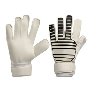 White Football Goalkeeper Gloves <b>Full</b> Finger Non <b>Slip</b> Breathable Leather Unisex Hook And Loop Closure - Product Image 1