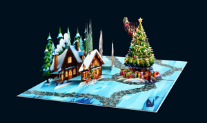 Tarjeta de Felicitación Navideña 3D Pop-Up con Escena de Casa en el Árbol, Papel Recortado, Laminado Brillante, Tarjeta Festiva - Product Image 2
